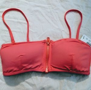 NWT J. Crew zipper bikini top removable straps